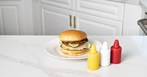Joie Condiment Mini Squeeze Bottles with Nozzle Caps, Ideal for Ketchup, Mustard, Mayo and More, Set of 3