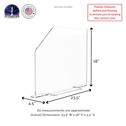 Marketing Holders Clear Acrylic Splash Guard Panel Barrier 23.5" x 4.5" x 18" with Feet and Cutaway for Splatters and Messes - size: 23.5"W x 4.5"D x 18"H
