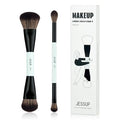 Jessup Makeup Brushes 2pcs Double Sided Foundation Brush Contour Brush Dual Ended Eye Blending Brush, Multi-functional Cosmetic Brush Bright Cyan T502 - style: 2pcs-T502
