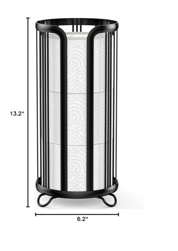 Toilet Paper Holder Stand, Black | Freestanding, Minimalistic Storage Solution, Reserve Mega Rolls - color: Black