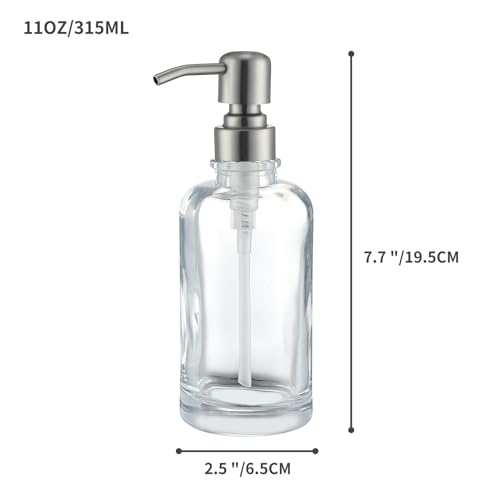 Bathroom Soap Dispenser Black, 11 oz Glass Cylindrical Bottles with Stainless Steel Pump Liquid Hand Soap Dispenser Kitchen - color: Black, size: 11oz-Cylindrical