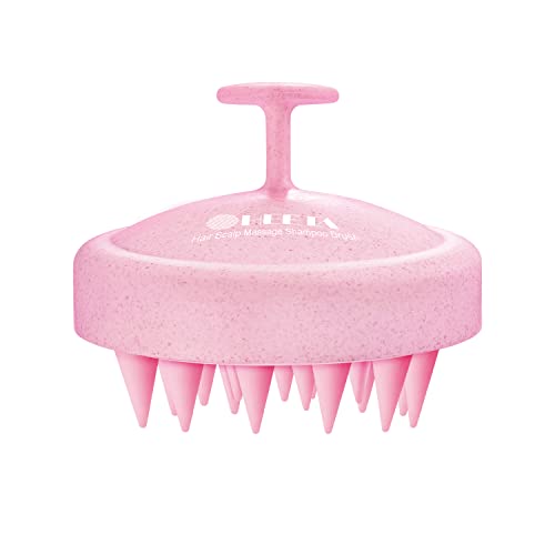 HEETA Scalp Massager Hair Growth, Soft Silicone Scalp Scrubber Shampoo Brush for Exfoliation, Dandruff Removal & Head Massage Stress Relax, Wet & Dry Use for Thick, Thin Hair Care, Wheat Straw Pink - color: New Pink
