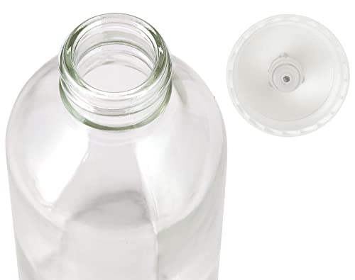 JUVITUS 4 oz / 120 ml Clear Glass Boston Round Bottle with White Treatment Pump BPA Free Refillable Empty Storage Containers (6 Pack) - size: 6 Pack