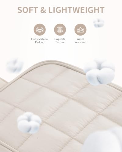 Narwey Quilted Makeup Bag Puffy Make up Bag Cosmetic Bag Organizer, Puffer Travel Toiletry Bag for Traveling Women Girl, Travel Bag for Toiletries, Skincare Medicine Bags (Beige) - color: Y-Beige
