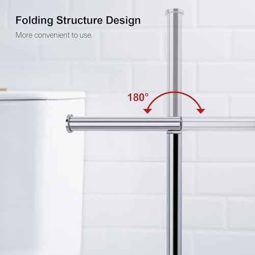 BAGNOLUX Bathroom Toilet Paper Holder Stand with Reserve, SUS304 Stainless Steel Rustproof Pedestal Tissue Roll Holder Heavy Duty, Polished Chrome - color: Polished Chrome