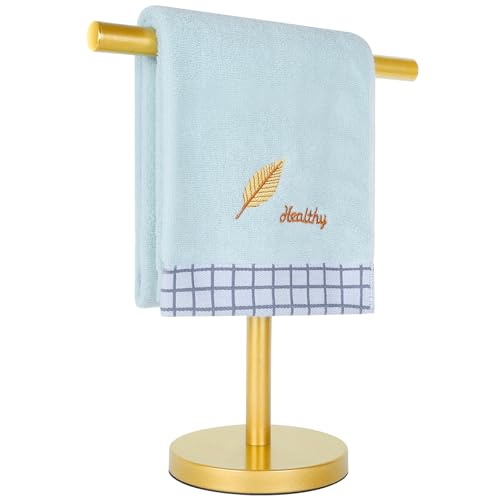 Hand Towel Holder Stand, Freestanding Bathroom Towel Rack, Gold | Weighted base keeps towels stable and doubles as a display stand for jewelry, watches and hair accessories - color: Golden-1 Pack