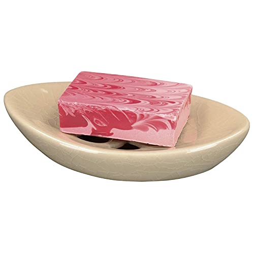 Ceramic Soap Dish with Self Draining Tray for Bar Soap, Bathroom, Kitchen (Ivory No.1) - color: Ivory No.1