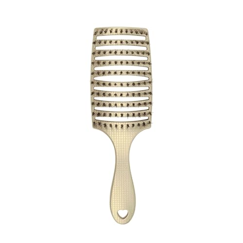 HAPPY HAIR BRUSH Happy Detangler Paddle Brush with Boar Bristles & Nylon Pins | Designed by Women to Detangle & Smooth Thick, Fine or Curly Hair | Pain-Free Slick Back Brush, Ultra Lightweight (Sand) - color: Sand