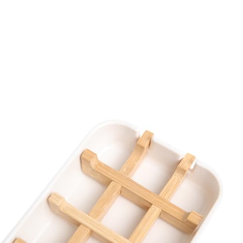 Bamboo Fiber Soap Holder & Dish, 2 Pack, White | Bathroom Bar Soap Holder, Sink Deck, Bathtub, Shower Tray - color: 2pcs-white