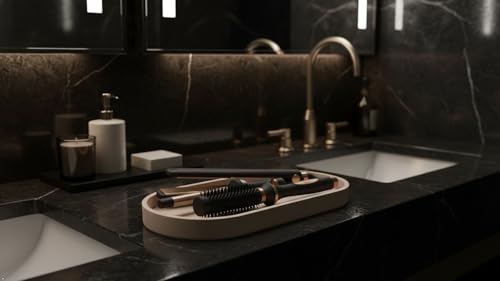 Premium 12” x 5” Silicone Vanity Tray | Sink and Surface Organizer with Sturdy Non-Slip Base | Heat Safe, Dishwasher Safe (Mocha) - color: Mocha