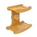 Suction Cup Soap Dish for Shower，Bamboo Soap Dish Holder for Shower, Suction Cup NO-Drilling, Self Draining for Bathroom，Natural Bamboo Color (Double soap Holder, Rectangular)