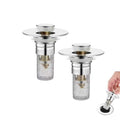 2-Piece Stainless Steel Bathroom Sink Plugs, Bathtub Drain Stoppers, Pop-Up Sink Drain Strainer Features Removable Stainless Steel Strainer with Hair Catcher Compatible with American Sink strainers