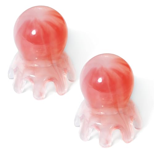 2 Pack Octopus Head Massager Comb Stress Relief Point Massage Comb Head Massage Tools Pink Acupressure Massager Scalp Massagers for Headaches Manual Acupressure Tool