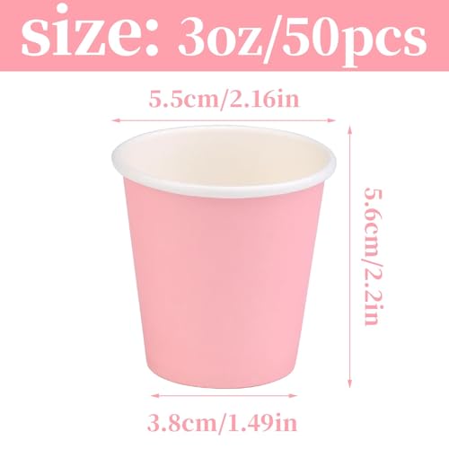 3 oz Small Paper Cups, 50 Pack Bathroom Cups Mouthwash Cups Pink | 3 oz Bathroom Espresso Cups, Disposable Paper Cups for Snack Espresso Campers Home Condos - color: Pink, size: 50 Count