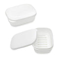 Soap Box Holder for Travel, Rectangular Soap Dish, Portable Sponge Case Tray with Drain for Shower, Camping, Gym - 2 Pack White - color: White