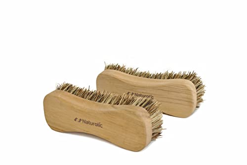 All-Natural Wooden Scrub Brush Set | Wooden Handle | Palmyra Bristle Brush for Cleaning | Eco Friendly Cleaning Products | Scrub Brush Set of 2