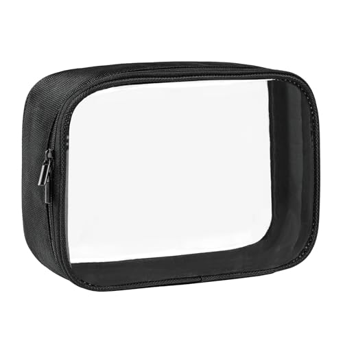 Moyad TSA Approved Toiletry Bag Clear Quart Size Travel Bags Makeup Bag | Large Opening, for Men and Women, Carry on Airline Compliant, Transparent Liquids Pouch, Black - color: Black, size: 1 Pack