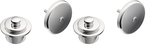 Moen Chrome Push-N-Lock Metal Tub and Shower Drain Kit and Overflow Cover with 1-1/2 Inch Threads, T90331 (Pack of 2) - color: Chrome, size: 1.5 Inches (Pack of 2)