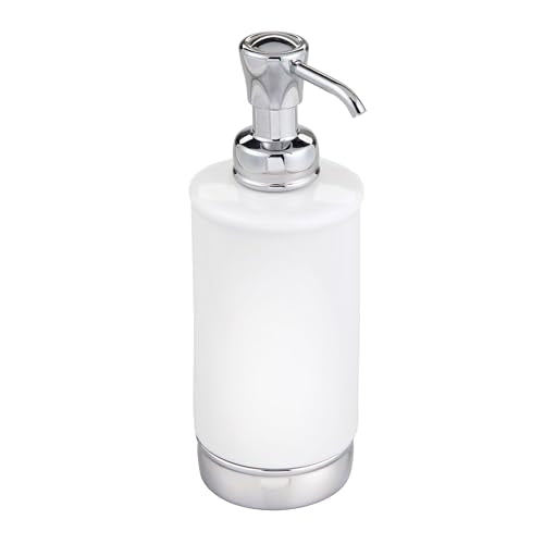 iDesign Hand Soap Dispenser, White | Bathroom or Kitchen, Refillable, Pump Bottle - color: White