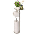 Noonext Toilet Paper Holder with Shelf, Freestanding Toilet Paper Stand with Tray for Small Items, Toilet Paper Holder Freestanding, Storage Space for 4 Extra Toilet Paper Rolls (Brushed Nickel) - color: Brushed Nickel