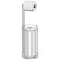 Meangood Toilet Paper Holder Stand and Tissue Paper Roll Dispenser for 4 Mega Rolls, Bathroom Free Standing Tissue Roll Storage Holder Rack, Detachable (Matte Silver) - color: Matte Silver