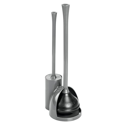 iDesign Compact Toilet Brush and Plunger Set, Gray | Bathroom Cleaning, Storage - color: Gray, style: Pack of 1