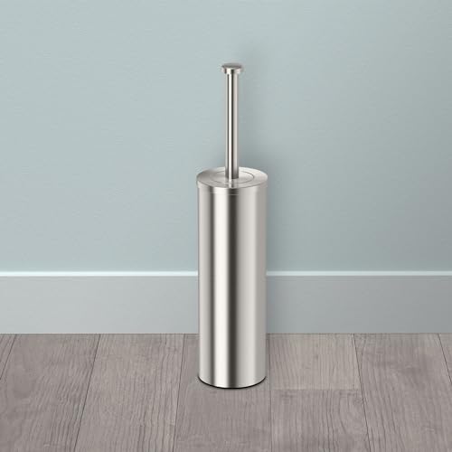 Gatco 1482 Latitude II Slender Toilet Brush and Holder, Satin Nickel, Freestanding Bathroom Toilet Brush Canister - color: Satin Nickel, size: 15"H, style: Latitude II