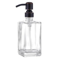 13.5 Oz Clear Glass Soap Dispenser with Rust Proof Stainless Steel Pump, Antique Design Refillable Square Lotion Dispenser for Bathroom, Premium Kitchen Hand Soap (Oil Rubbed Bronze) - color: Oil Rubbed Bronze