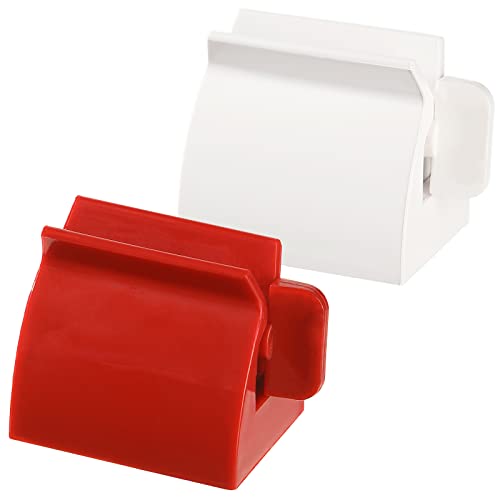 Set of 2 Rolling Tube Toothpaste Squeezer Dispenser Toothpaste Seat Holder Stand - color: Multicolor