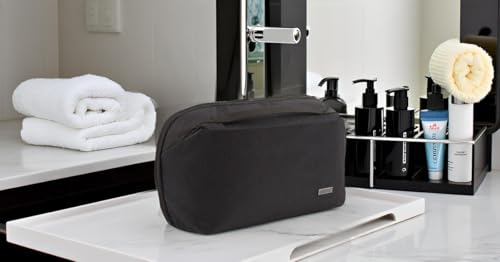 GOX Mens Toiletry Bag, Dry Wet Separate Travel Bag, Dopp Kit Case For Travel, Small Hanging Cosmetics Organizer Pouch (Black) - color: Black