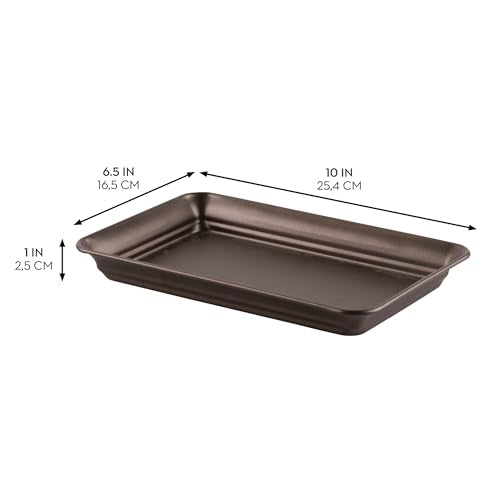 iDesign Decorative Countertop Vanity Tray Organizer for Bathroom, Bedroom, Closet, Entryway, Set of 2, 9.7" x 6.3" x 1", Bronze - size: Set of 2