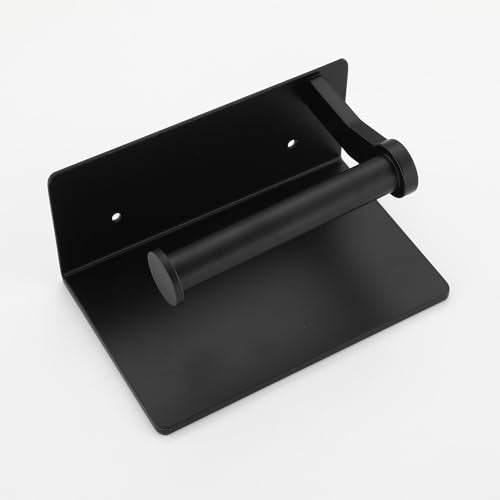 Toilet Paper Holder with Cell PhoneShelf - Toilet Tissue Holder with Wipes Storage, Wall Mounted by Adhesive Tape or Screw - Matte Black - color: Black-1 Roll