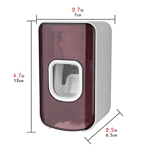 2 Slot Toothbrush Holder and Toothpaste Dispenser Wall Mounted, Automatic Toothpaste Squeezer, 2 in 1 Tooth Brush Toothpaste Organizer for Shower (Red) - color: Red, size: 1