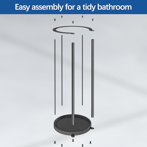 Gypie New Upgrade Free Standing Toilet Paper Storage Holder Stand, Heavy Duty 304 Stainless Steel Base, 3 Roll Capacity Toilet Paper Roll Holder for Bathroom Organization - color: Black
