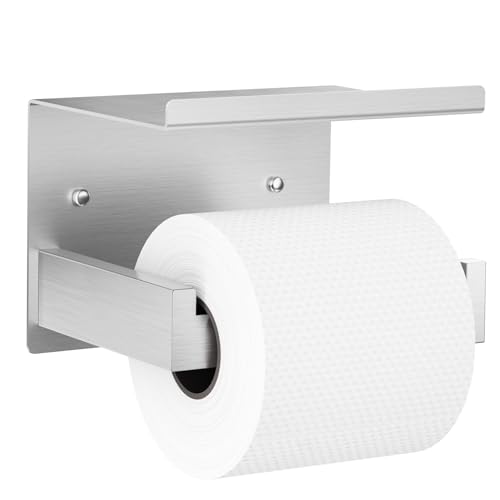 Auxmir Self Adhesive Toilet Paper Holder with Shelf, Premium SUS304 Stainless Steel Rustproof Wall Mounted Toilet Roll Holder, Toilet Tissue Holder for Bathroom Shower Washroom Kitchen RV, Silver - color: Tp Holder With Shelf-silver