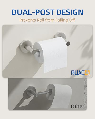 RUACQ Bathroom Toilet Paper Holder, Double Post Pivoting Wall Mounted Toilet Paper Holders, Stainless Steel and Zinc Alloy Bathroom Tissue Holder(Brushed Nickel) - color: Brushed Nickel, size: Wall Mounted
