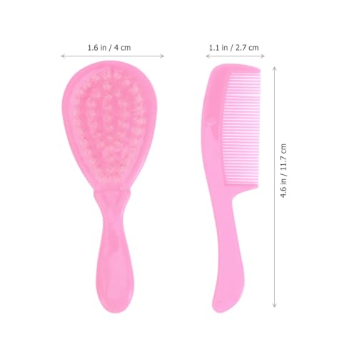 HEALLILY Baby Brush and Comb Set for Newborns and Toddlers Gentle Scalp Massage with Rounded Teeth Anti-Static Pink Baby Hair Washing Comb Soft Grooming Kit for Infant Hair Care