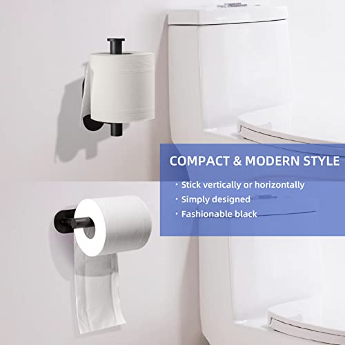 YUET Toilet Roll Holder Self Adhesive Black Paper Holders Tissue Stand Hanger Bathroom SUS-304 Stainless Steel,No Drilling Required, Strong Adhesiveness and Waterproof - color: Black