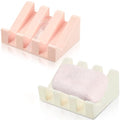 Cunhill 2 Pieces Silicone Soap Dish Self Draining Soap Dish Shower Waterfall Bar Soap Holder Tray with Drain Soap Saver for Kitchen Bathroom Accessories (Light Pink,Bright White) - color: Light Pink, Bright White