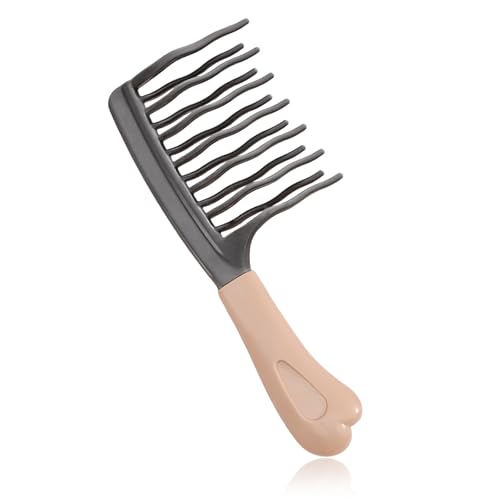 Wide Tooth Comb for Curls, Detangling Comb with Double Row Wavy Tooth for Curly/Wavy/Thick/Long/Wet & Dry Hair, Detangler Hair Brush Large Tooth Shower Hair Comb for Women Girl Men - color: Grey