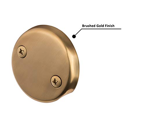 Artiwell Tip-Toe Bathtub Drains Trim Set with Two-Hole Overflow Faceplate, Replacement Bath Drain Trim Kit with 2-Hole Overflow Faceplate and Universal Fine/Coarse Thread (Brushed Gold) - color: Brushed Gold