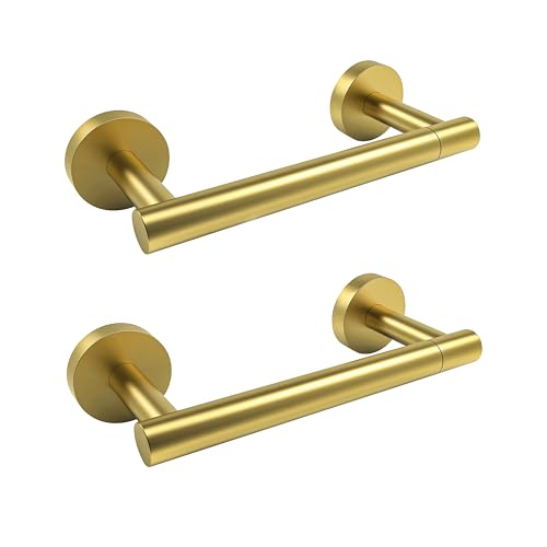 RARXTR Gold 2 Pack Toilet Paper Holder SUS304 Stainless Steel Double Post Pivoting Toilet Paper Roll Holder Wall Mounted Toilet Tissue Holder for Commercial Bathroom RV - color: Brushed Gold, size: Wall Mount 2 Pack
