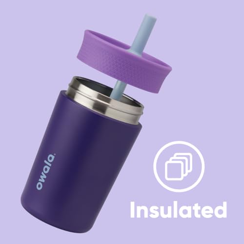 Owala Kids Insulation Stainless Steel Tumbler with Spill Resistant Flexible Straw, Easy to Clean, Kids Water Bottle, Great for Travel, Dishwasher Safe, 12 Oz, Purple (Peacock Palace) - color: Peacock Palace, size: 12 Ounces