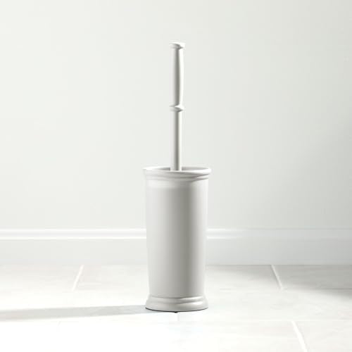mDesign Toilet Bowl Brush and Holder - Covered Bathroom Toilet Brush - Standing Toilet Bowl Scrubber in Modern Holder - Space Saving, Deep Cleaning Brush for Toilet - Hyde Collection - Light Gray - color: Light Gray