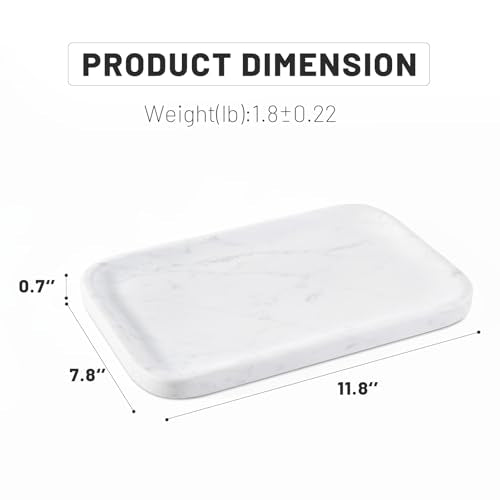 Statuario Marble Vanity Tray - Decorative Organizer for Bathroom Countertop, Dresser, Kitchen Sink - color: Statuario