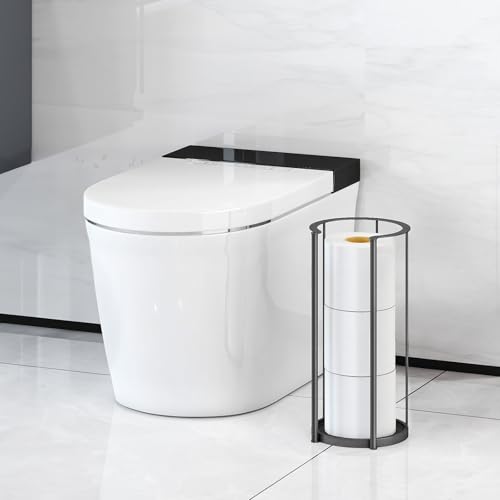 Gypie New Upgrade Free Standing Toilet Paper Storage Holder Stand, Heavy Duty 304 Stainless Steel Base, 3 Roll Capacity Toilet Paper Roll Holder for Bathroom Organization - color: Black