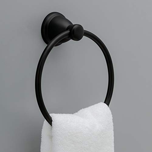 Franklin Brass 3-Piece Matte Black Bathroom Set Towel Rack, Ring, Toilet Paper Holder| Kinla Bath Accessories - color: Matte Black, style: 3-Piece Bath Accessory Set