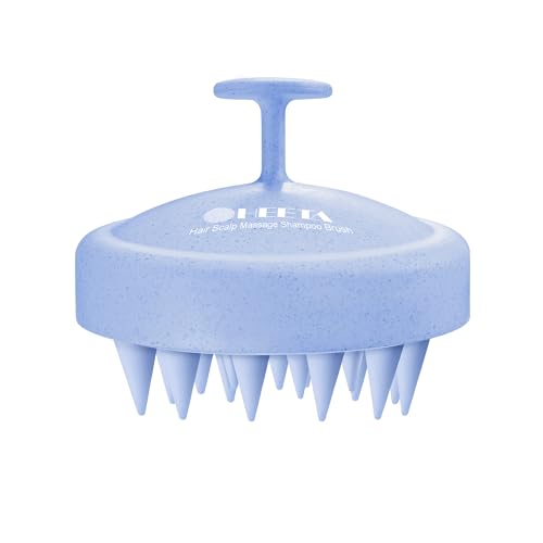 HEETA Scalp Massager Hair Growth, Soft Silicone Scalp Scrubber Shampoo Brush for Exfoliation, Dandruff Removal & Head Massage Stress Relax, Wet & Dry Use for Thick, Thin Hair Care, Wheat Straw Blue - color: New Blue