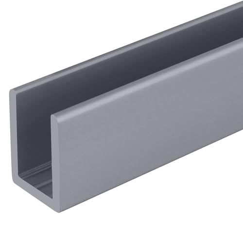 Brixwell SDCD38A-CCP4 Satin Anodized 3/8" Fixed Panel Shower Door Deep U-Channel 4 inch Sample - color: Satin Anodized, size: 4 Inch - Sample