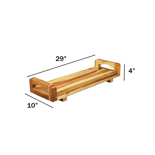 EcoDecors, 29 inch, with LiftAid Handles, Bath Tray for Tub, Bath Tub Tray Wood, Bathtub Table, Caddy for Bathtub in Natural Teak - style: 29" LiftAid Handles